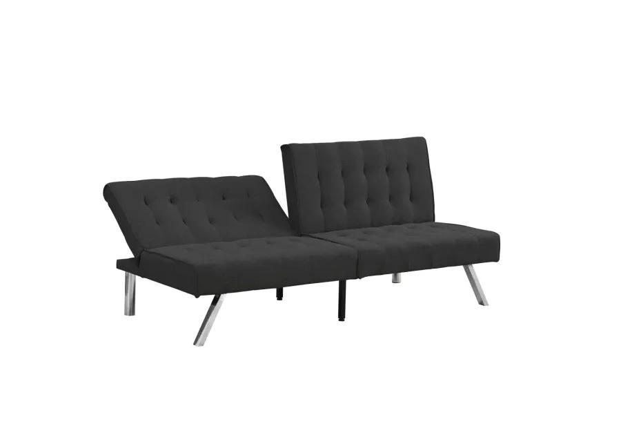 Wood Frame, Stainless Leg, Futon, Sofa Bed Black