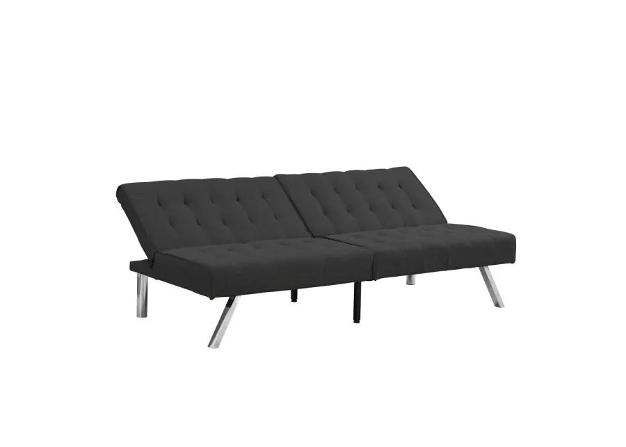 Wood Frame, Stainless Leg, Futon, Sofa Bed Black