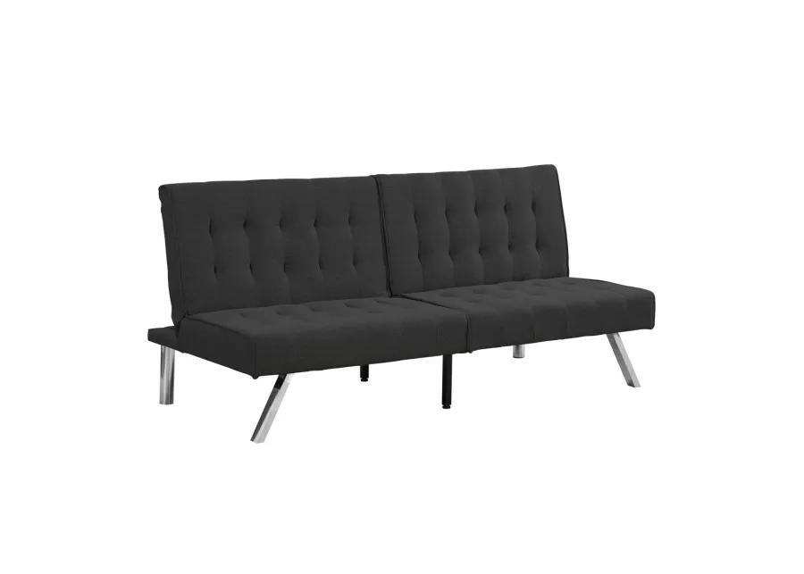 Wood Frame, Stainless Leg, Futon, Sofa Bed Black