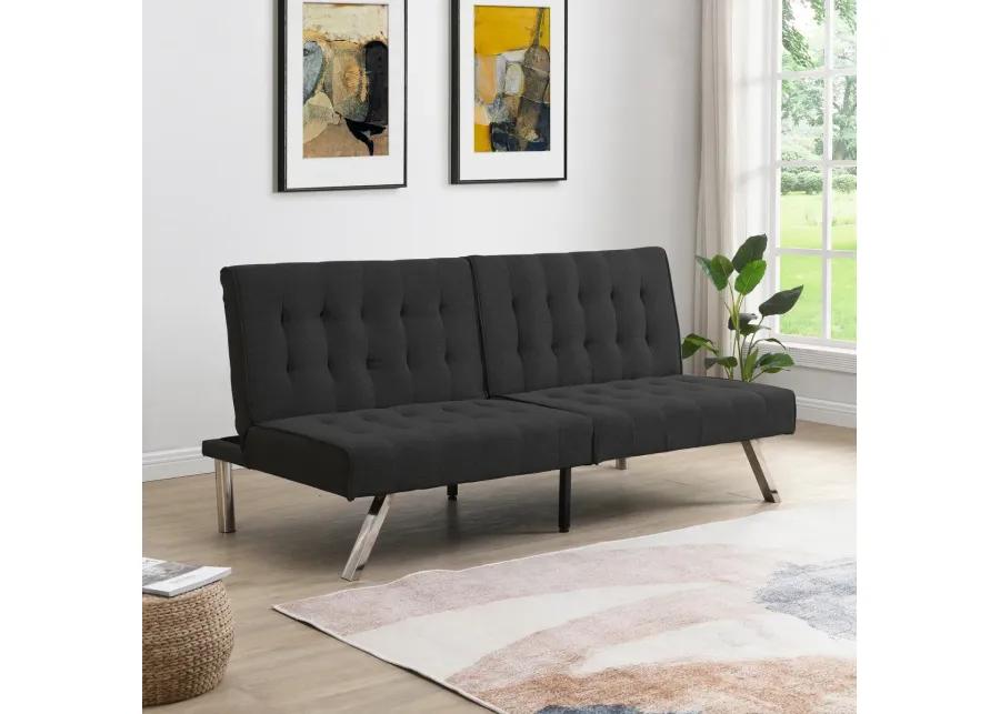 Wood Frame, Stainless Leg, Futon, Sofa Bed Black