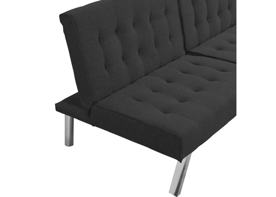 Wood Frame, Stainless Leg, Futon, Sofa Bed Black