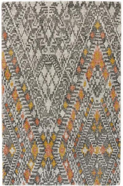 Arazad 8476F Gray/Ivory/Orange 8' x 8' Round Rug