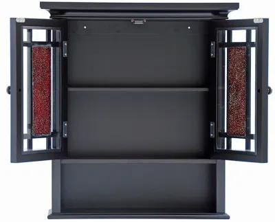 Hivvago Espresso Bathroom Wall Cabinet with Amber Mosaic Glass Accents