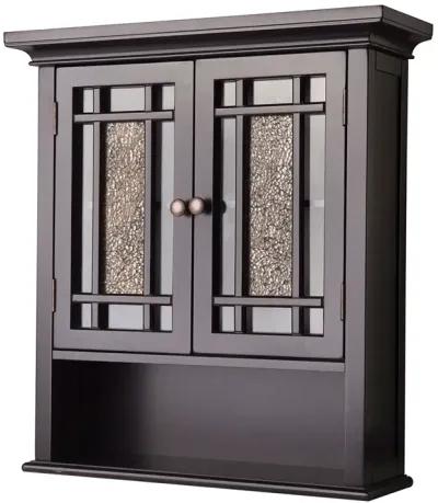 Hivvago Espresso Bathroom Wall Cabinet with Amber Mosaic Glass Accents