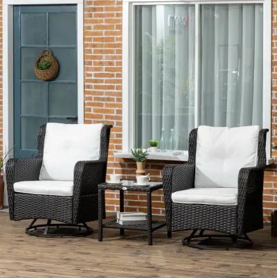 Cream Outdoor Seating: Porch Bistro Set with 360° Rotation & Rocking