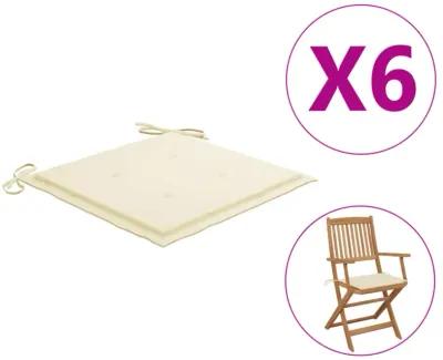 vidaXL Garden Chair Cushions 6 pcs Cream 15.7"x15.7"x1.6" Fabric