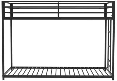 Twin over Twin Metal Bunk Bed Frame, Durable Square Tube Frame, Full-Length Guardrails, Easy Assembly, No Box Spring Needed, Black