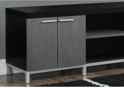 Monarch Specialties I 2590 Tv Stand, 60 Inch, Console, Media Entertainment Center, Storage Cabinet, Living Room, Bedroom, Laminate, Black, Grey, Contemporary, Modern