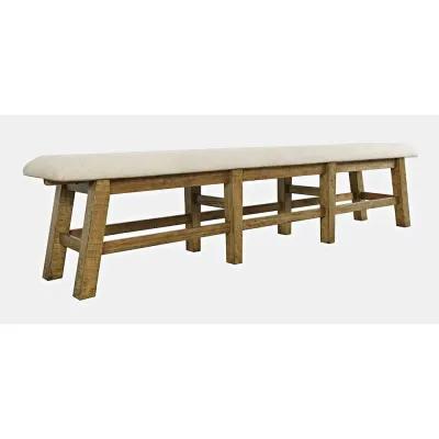 Jofran Telluride Rustic Farmhouse Solid Wood 85 Upholstered Dining Bench