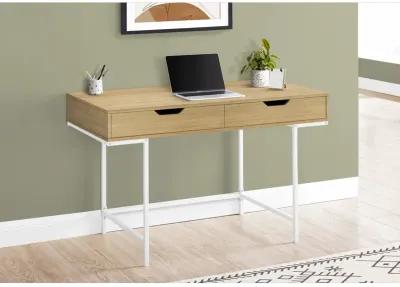 Monarch Specialties I 7569 Computer Desk, Home Office, Laptop, Storage Drawers, 48"L, Work, Metal, Laminate, Natural, White, Contemporary, Modern