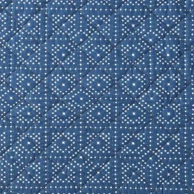 Hivvago Twin Size Blue White Dots and Stripes 100 Percent Cotton Reversible Quilt Set