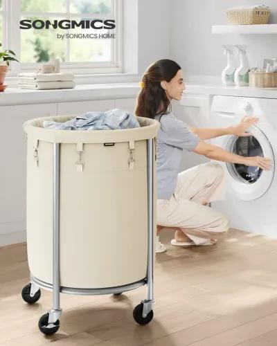 Laundry Basket with Wheels and Removable Bag, Steel Frame, 4 Casters and 2 Brakes