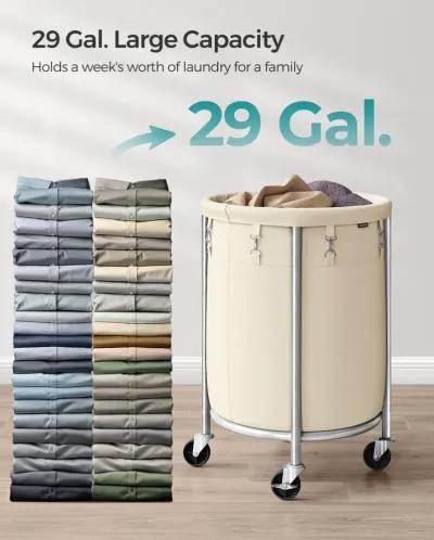 Laundry Basket with Wheels and Removable Bag, Steel Frame, 4 Casters and 2 Brakes