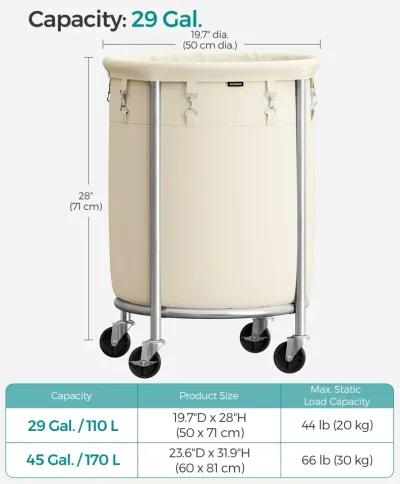 Laundry Basket with Wheels and Removable Bag, Steel Frame, 4 Casters and 2 Brakes