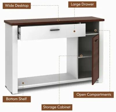 48 Inch Console Table with Drawer and Cabinet