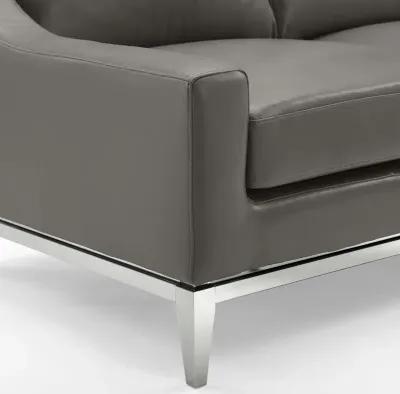 Harness 83.5" Stainless Steel Base Leather Sofa