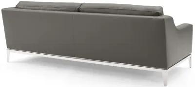 Harness 83.5" Stainless Steel Base Leather Sofa