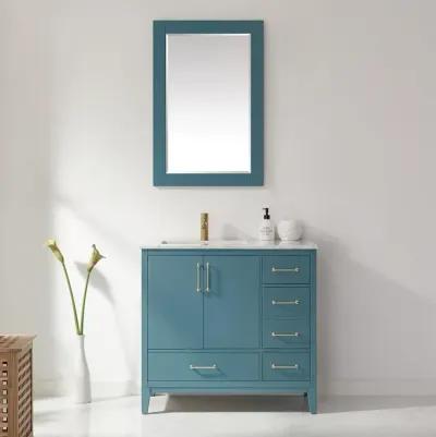 Altair 24 Rectangular Bathroom Wood Framed Wall Mirror in Royal Green