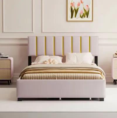 Merax Upholstered Platform Bed with 2 Drawers