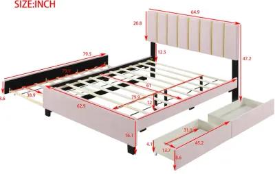 Merax Upholstered Platform Bed with 2 Drawers