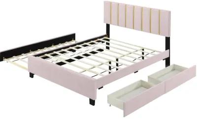 Merax Upholstered Platform Bed with 2 Drawers