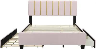 Merax Upholstered Platform Bed with 2 Drawers