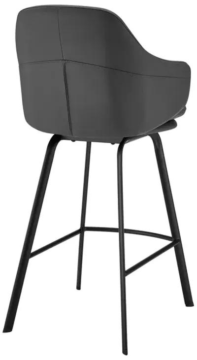 Brigden Gray Faux Leather and Black Metal Swivel  Counter Stool