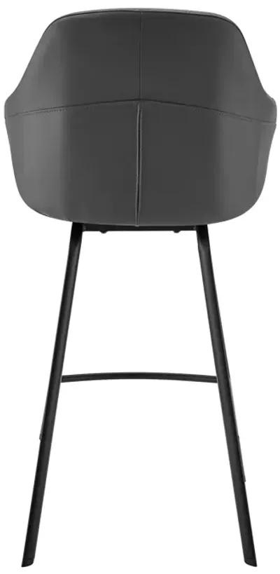 Brigden Gray Faux Leather and Black Metal Swivel  Counter Stool