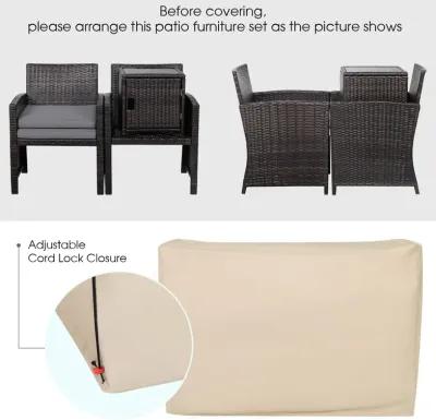 3 Pieces Patio Wicker Furniture Set with Storage Table and Protective Cover