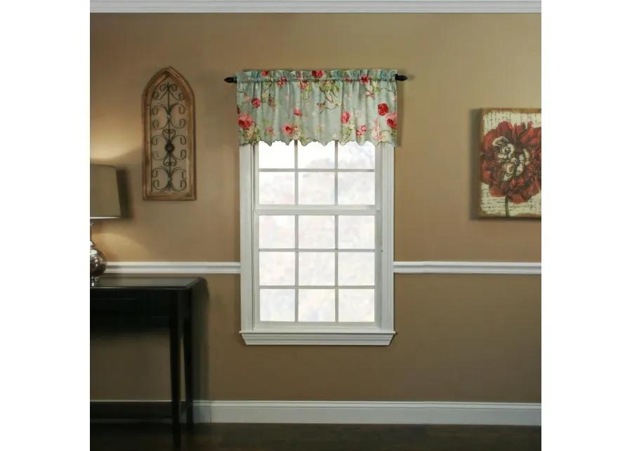 Balmoral Floral Print Semi Sheer Valance Curtain 48-Inch-by-15-Inch - Sage / Wine