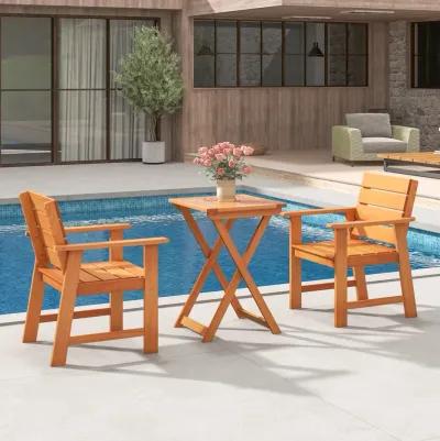 20 Inch Hardwood Patio Folding Table with Slatted Tabletop