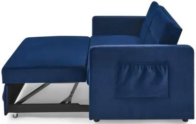 Loveseats Sofa Bed With Pull-Out Bed, Adjustable Back And Two Arm Pocket, Blue (54.5"X33" X 31.5")