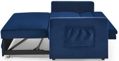 Loveseats Sofa Bed With Pull-Out Bed, Adjustable Back And Two Arm Pocket, Blue (54.5"X33" X 31.5")