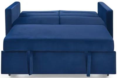 Loveseats Sofa Bed With Pull-Out Bed, Adjustable Back And Two Arm Pocket, Blue (54.5"X33" X 31.5")