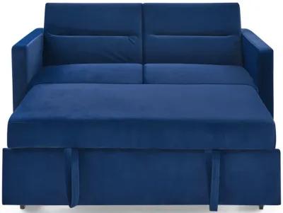 Loveseats Sofa Bed With Pull-Out Bed, Adjustable Back And Two Arm Pocket, Blue (54.5"X33" X 31.5")