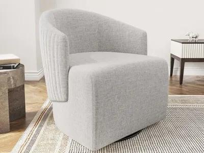 BELLEZE Swivel Accent Chair, Modern Upholstered Swivel Armchair 360 Degree Barrel Chair Comfy Corner Chair for Living Room Bedroom - Malta (Light Grey)