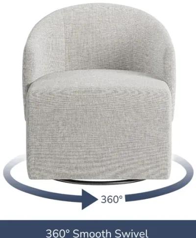 BELLEZE Swivel Accent Chair, Modern Upholstered Swivel Armchair 360 Degree Barrel Chair Comfy Corner Chair for Living Room Bedroom - Malta (Light Grey)