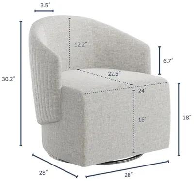 BELLEZE Swivel Accent Chair, Modern Upholstered Swivel Armchair 360 Degree Barrel Chair Comfy Corner Chair for Living Room Bedroom - Malta (Light Grey)