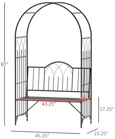 Romantic Garden Arch: 23.25" Metal Arbor with Bench for Two