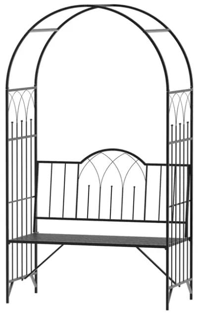 Romantic Garden Arch: 23.25" Metal Arbor with Bench for Two