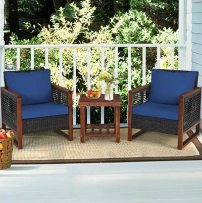 Hivvago 3 Pieces Acacia Wood Patio Furniture Set with Coffee Table