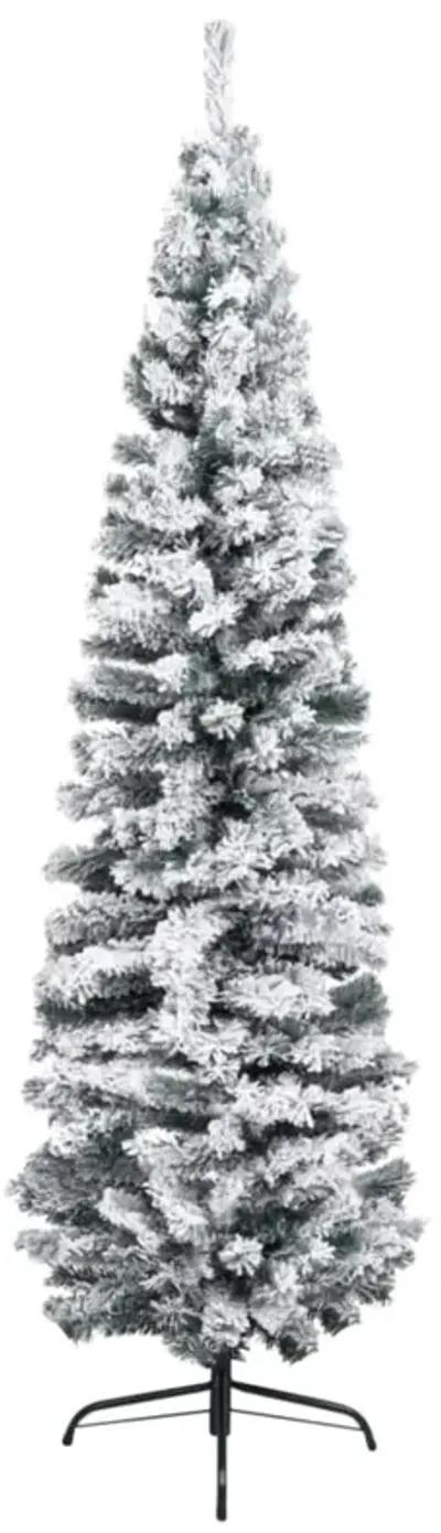 vidaXL Slim Artificial Christmas Tree with LEDs&Ball Set Green 94.5"