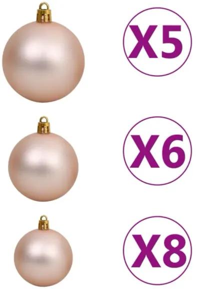 vidaXL Slim Artificial Christmas Tree with LEDs&Ball Set Green 94.5"