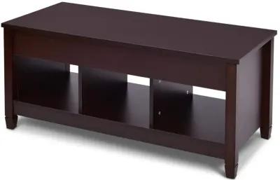 Hivvago Brown Wood Lift Top Coffee Table with Hidden Storage Space