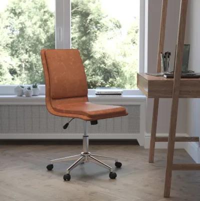 Madigan Mid-Back Armless Swivel Task Office Chair with LeatherSoft and Adjustable Chrome Base,