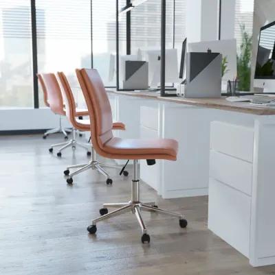 Madigan Mid-Back Armless Swivel Task Office Chair with LeatherSoft and Adjustable Chrome Base,