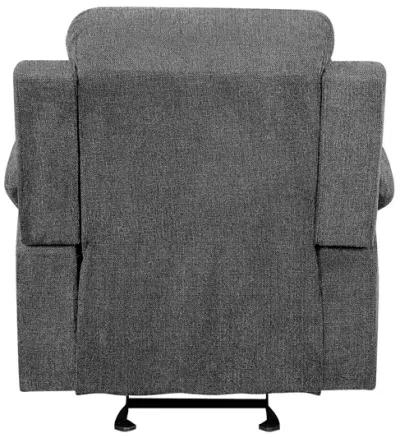 Fabric Upholstered Glider Recliner Chair with Pillow Top Armrest, Gray-Benzara