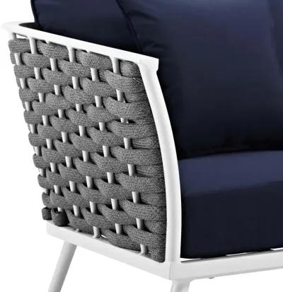 Modway Stance Outdoor Patio Woven Rope Arm Chair in White Navy