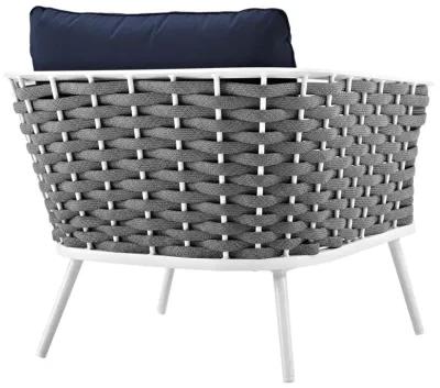 Modway Stance Outdoor Patio Woven Rope Arm Chair in White Navy