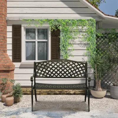 MONDAWE Patio Bench Bronze Aluminum Garden Bench in Antique Bronze